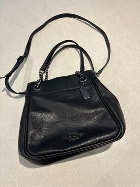 Coach Black Pebbled Leather Cammie Chain Bucket Crossbody Bag C8315 Edgy Luxe